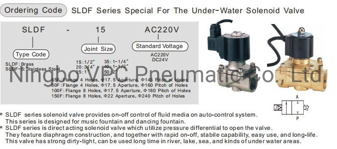 Under Water Fountain Stainless Steel Brass Solenoid Valve