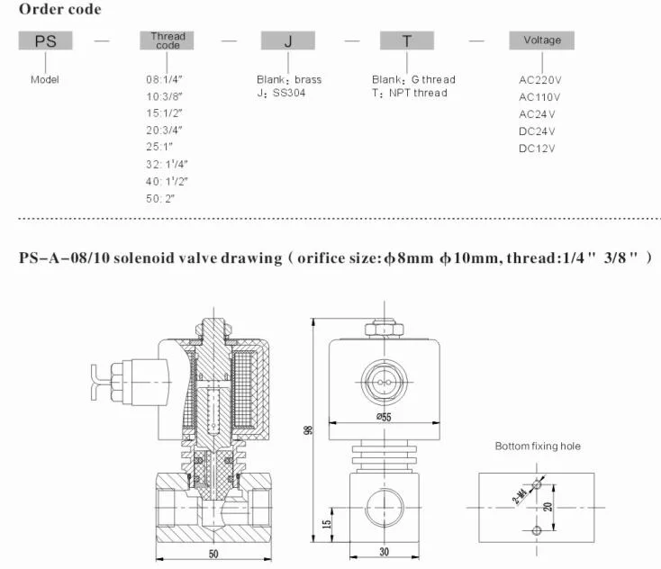 PS Series 2-Way Piston Steam Solenoid Valve 1/4&prime; &prime; ~2&quot;